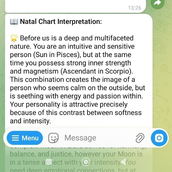 Natal chart reading in Nocturna